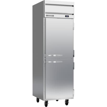 Beverage-Air Refrigerator, Reach In, Top Mount, Single Section, (2) Half Solid Drs, 26" HR1HC-1HS